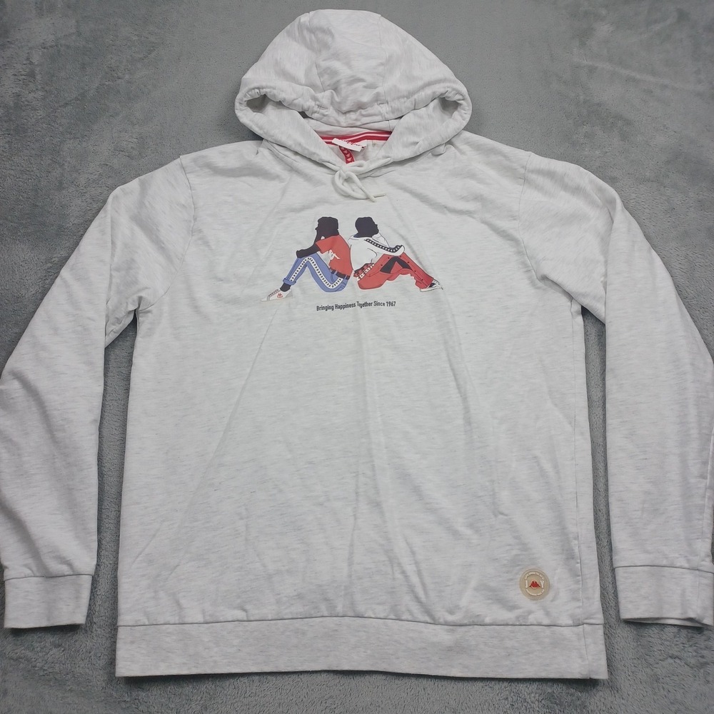 Kappa Hoodie Mens XL Gray Pullover Logo Casual Streetwear